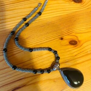 Elegant Black and Silver Pendant Necklace
